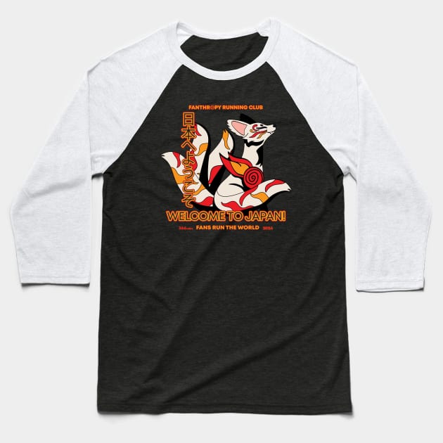 2024 Fans Run the World Kit the Kitsune Baseball T-Shirt by Fanthropy Running Clubs